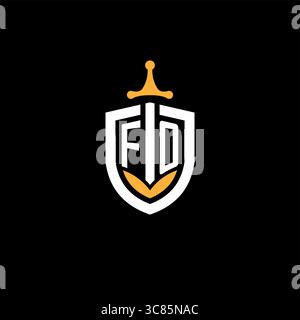 Creative letter FO logo gaming esport with shield vector graphic Stock Vector