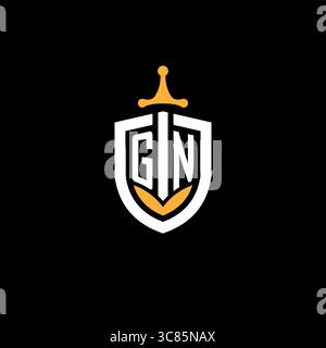 Creative letter GN logo gaming esport with shield vector graphic Stock Vector