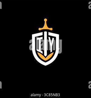 Creative letter IY logo gaming esport with shield vector graphic Stock Vector