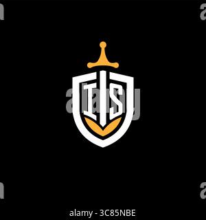 Creative letter IS logo gaming esport with shield vector graphic Stock Vector