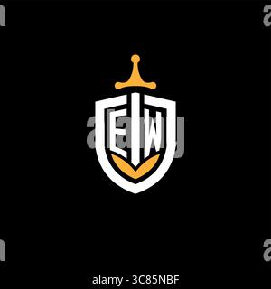 Creative letter EW logo gaming esport with shield vector graphic Stock Vector