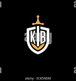Creative letter KB logo gaming esport with shield vector graphic Stock Vector