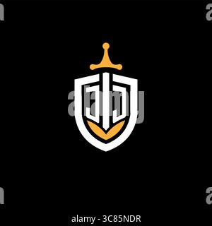 Creative letter JJ logo gaming esport with shield vector graphic Stock Vector