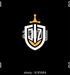 Creative letter JZ logo gaming esport with shield vector graphic Stock Vector