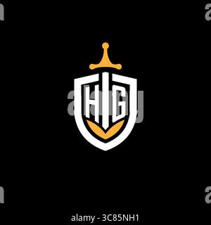 Creative letter HG logo gaming esport with shield vector graphic Stock Vector