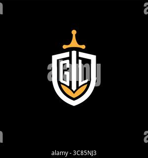 Creative letter GL logo gaming esport with shield vector graphic Stock Vector