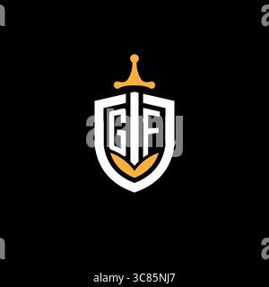 Creative letter GF logo gaming esport with shield vector graphic Stock Vector