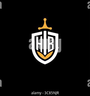 Creative letter HB logo gaming esport with shield vector graphic Stock Vector