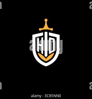 Creative letter HO logo gaming esport with shield vector graphic Stock Vector