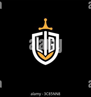 Creative letter LG logo gaming esport with shield vector graphic Stock Vector