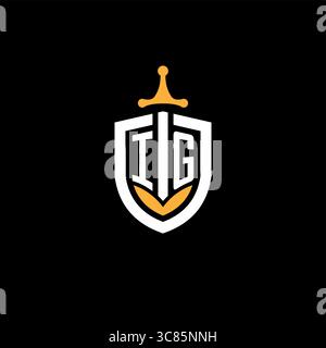 Creative letter IG logo gaming esport with shield vector graphic Stock Vector
