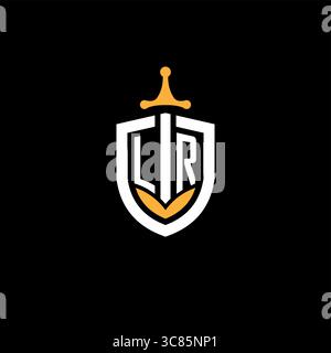 Creative letter LR logo gaming esport with shield vector graphic Stock Vector