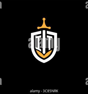 Creative letter IT logo gaming esport with shield vector graphic Stock Vector