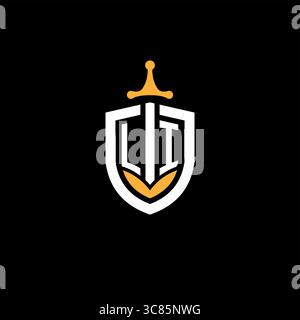 Creative letter LI logo gaming esport with shield vector graphic Stock Vector