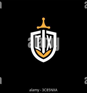 Creative letter IX logo gaming esport with shield vector graphic Stock Vector