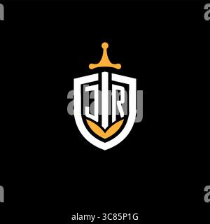 Creative letter JR logo gaming esport with shield vector graphic Stock Vector