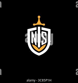 Creative letter NS logo gaming esport with shield vector graphic Stock Vector