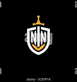 Creative letter NN logo gaming esport with shield vector graphic Stock Vector