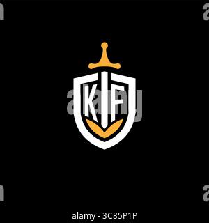Creative letter KF logo gaming esport with shield vector graphic Stock Vector