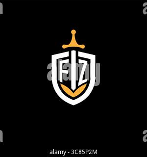 Creative letter FZ logo gaming esport with shield vector graphic Stock Vector