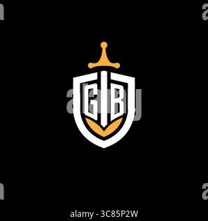 Creative letter GB logo gaming esport with shield vector graphic Stock Vector