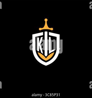 Creative letter KL logo gaming esport with shield vector graphic Stock Vector