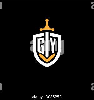 Creative letter GY logo gaming esport with shield vector graphic Stock Vector