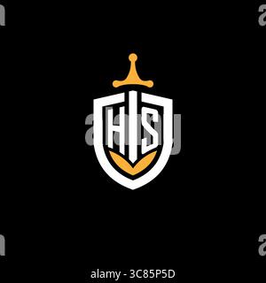 Creative letter HS logo gaming esport with shield vector graphic Stock Vector