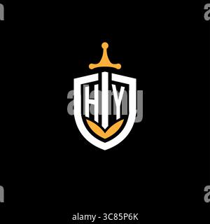 Creative letter HY logo gaming esport with shield vector graphic Stock Vector
