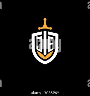 Creative letter JE logo gaming esport with shield vector graphic Stock Vector