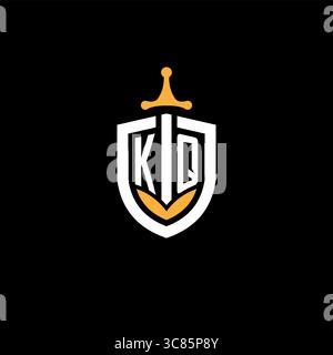 Creative letter KQ logo gaming esport with shield vector graphic Stock Vector