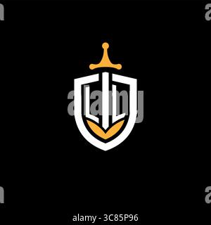 Creative letter LL logo gaming esport with shield vector graphic Stock Vector