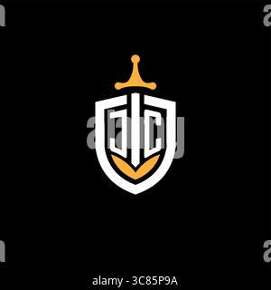 Creative letter JC logo gaming esport with shield vector graphic Stock Vector