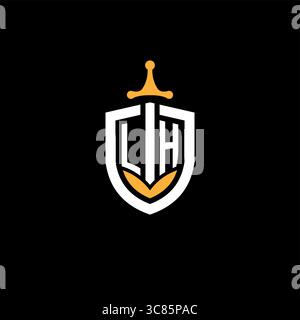 Creative letter LH logo gaming esport with shield vector graphic Stock Vector