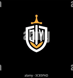 Creative letter JY logo gaming esport with shield vector graphic Stock Vector