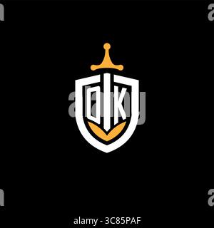 Creative letter OK logo gaming esport with shield vector graphic Stock Vector