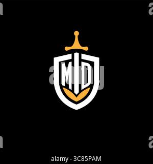 Creative letter MD logo gaming esport with shield vector graphic Stock Vector