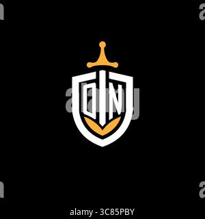 Creative letter ON logo gaming esport with shield vector graphic Stock Vector