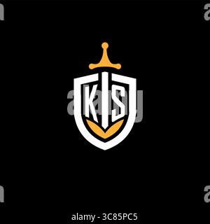 Creative letter KS logo gaming esport with shield vector graphic Stock Vector