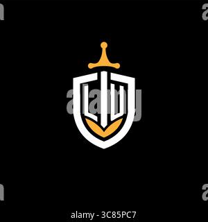 Creative letter LU logo gaming esport with shield vector graphic Stock Vector