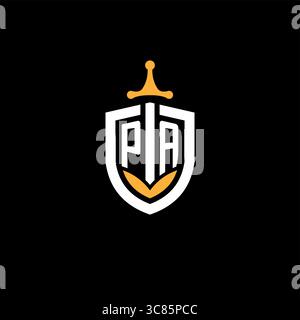 Creative letter PA logo gaming esport with shield vector graphic Stock Vector