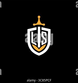 Creative letter LS logo gaming esport with shield vector graphic Stock Vector