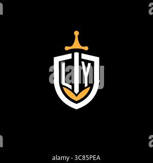 Creative letter LY logo gaming esport with shield vector graphic Stock Vector