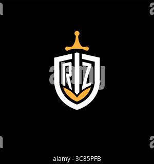 Creative letter RZ logo gaming esport with shield vector graphic Stock Vector