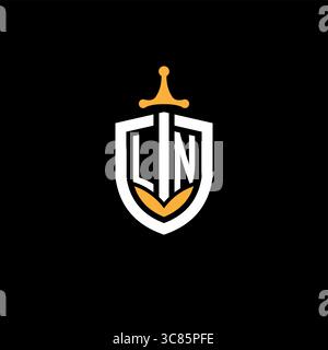 Creative letter LN logo gaming esport with shield vector graphic Stock Vector