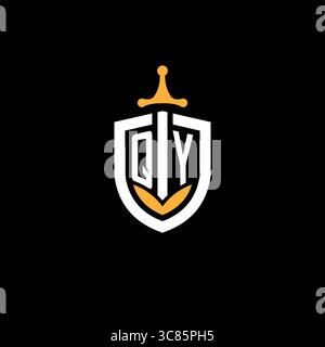 Creative letter QY logo gaming esport with shield vector graphic Stock Vector