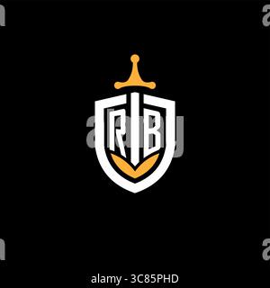 Creative letter RB logo gaming esport with shield vector graphic Stock Vector