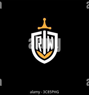 Creative letter RW logo gaming esport with shield vector graphic Stock Vector