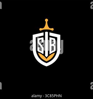 Creative letter SB logo gaming esport with shield vector graphic Stock Vector