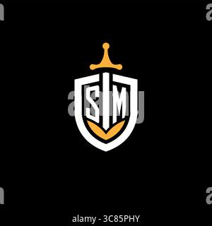 Creative letter SM logo gaming esport with shield vector graphic Stock Vector